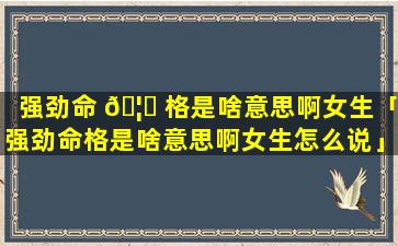 强劲命 🦟 格是啥意思啊女生「强劲命格是啥意思啊女生怎么说」